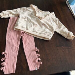Oh Baby - Floral Ruffle Top and Pink Leggings Set